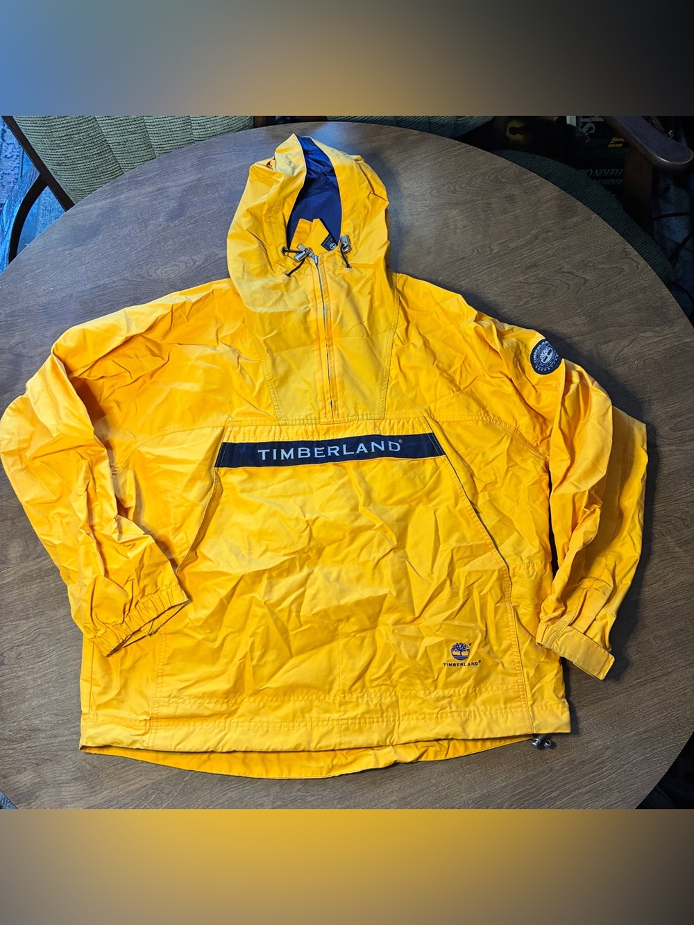 Vintage Timberland Anorak Jacket Mens Medium Yellow Y2K Pullover Rain Wind